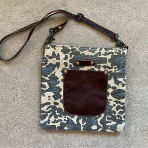 Myra Voyager Crossbody Bag Canvas Leather Purse Camouflage